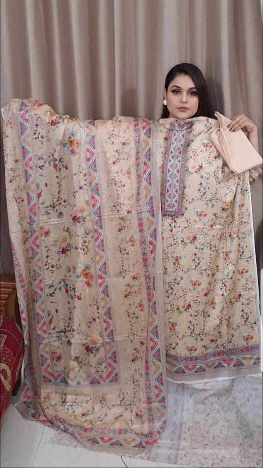 Premium Cotton Three Piece For Women Gonga Inspired - Image 3